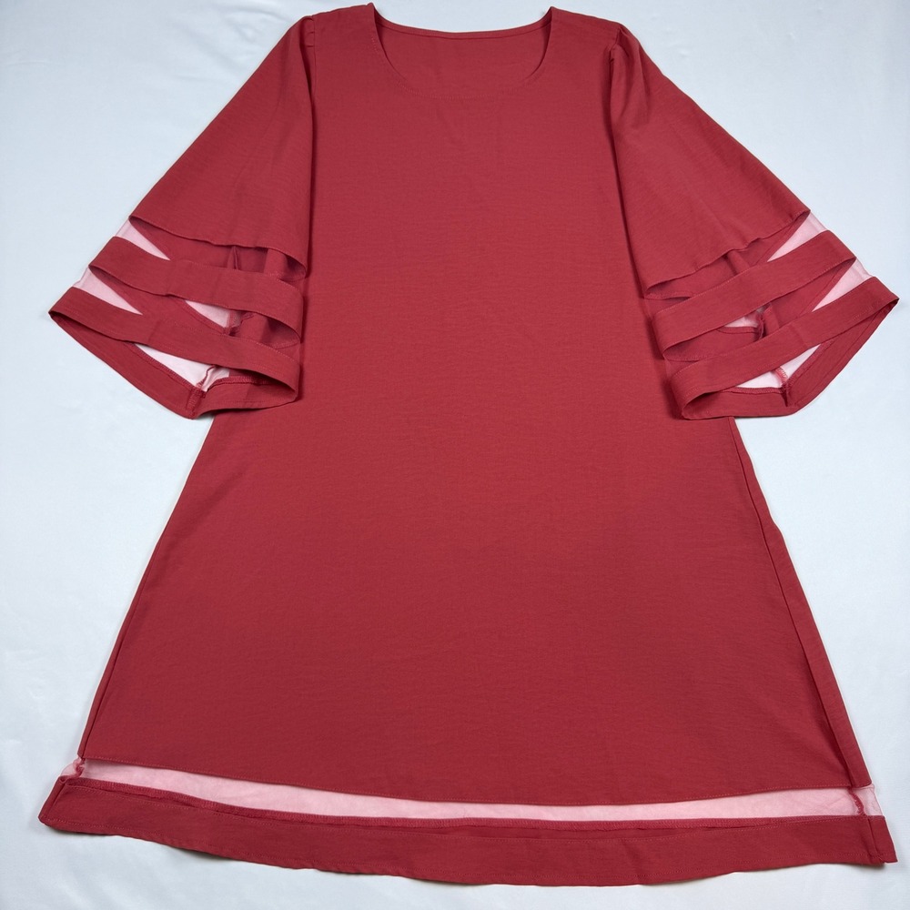 Unbranded Tunic Dress Womens Small Dusty Rose Mesh Bell Sleeve Mini
